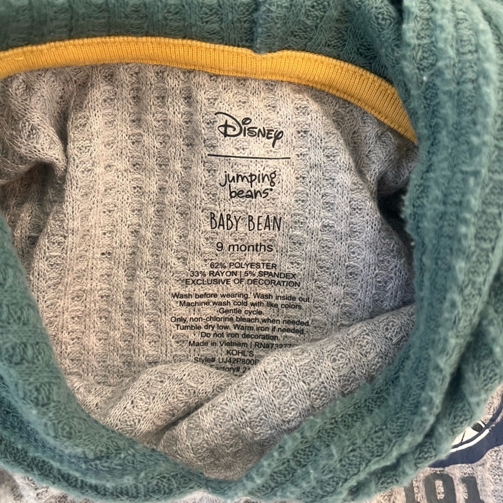 Disney 101 Dalmatians sweatshirt hoodie 9 months Blue Gray Green Dog - Picture 3 of 8